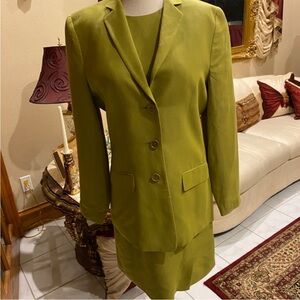 Ann Taylor Olive Green Blazer and Skirt Set